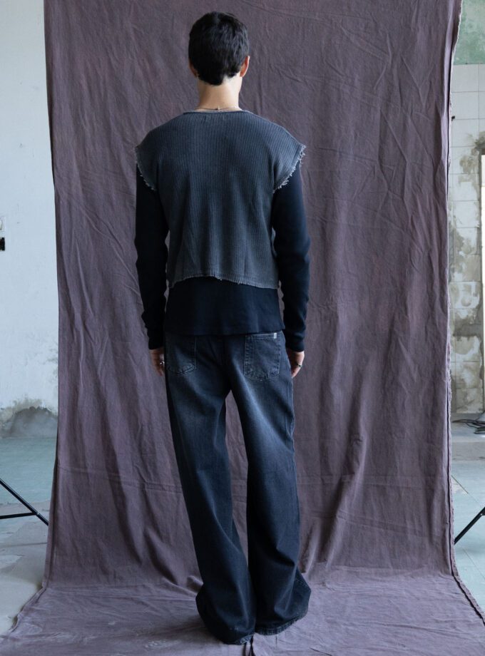 Chaleco Crop Knit Acid Grey