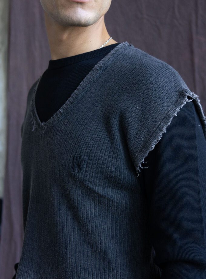 Chaleco Crop Knit Acid Grey