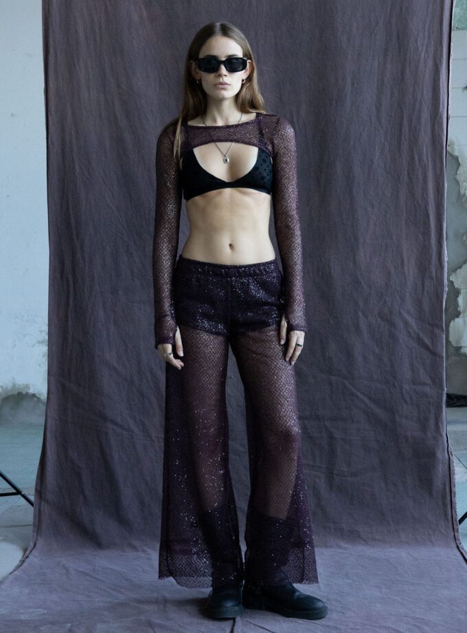 Top Ls Spiderweb Bordeaux