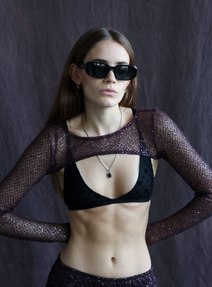 Top Ls Spiderweb Bordeaux