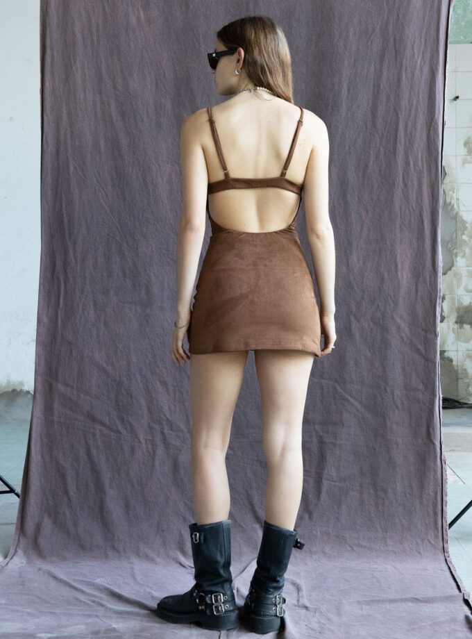 Vestido Mini Suede Brown