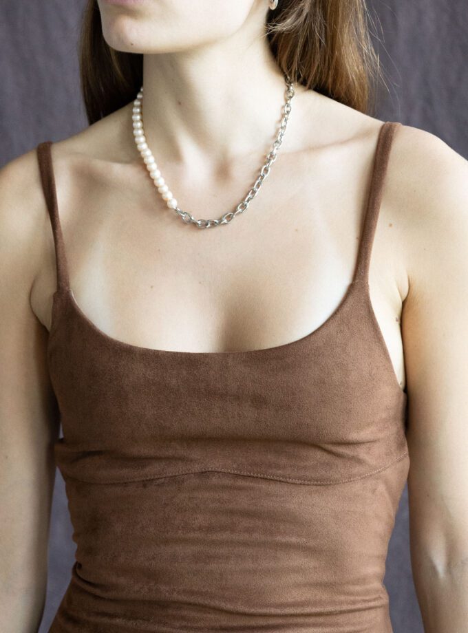 Vestido Mini Suede Brown