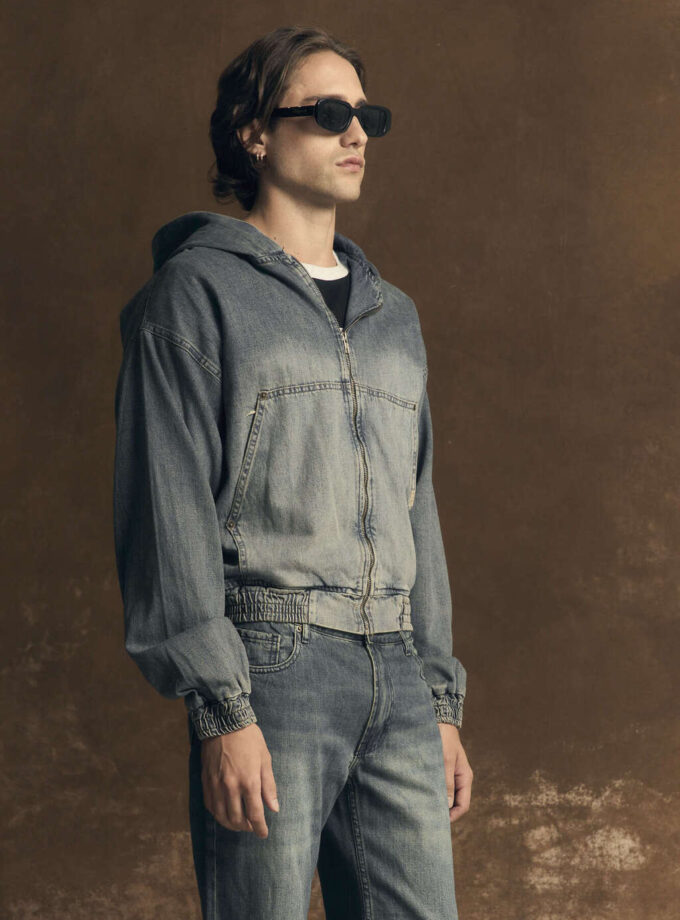Hoodie Zip Up Denim
