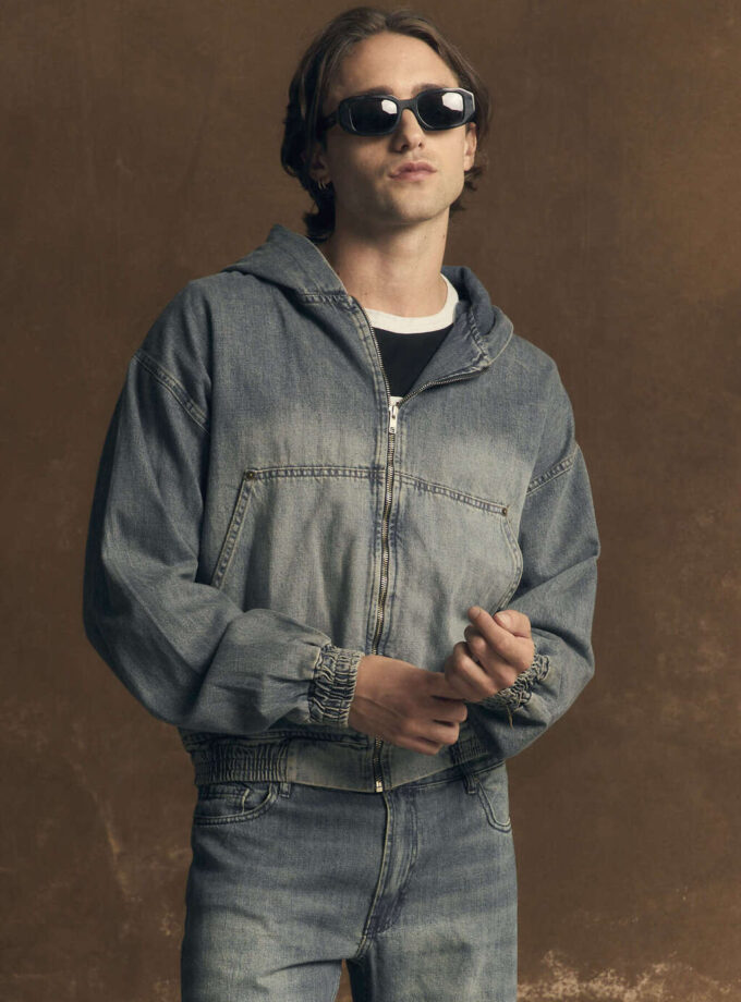 Hoodie Zip Up Denim