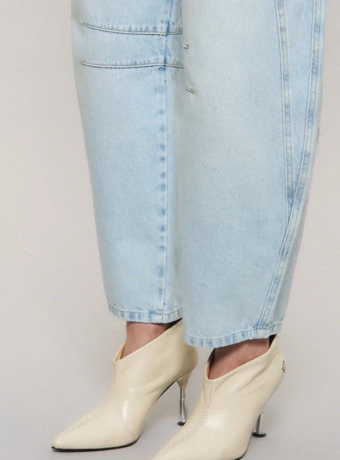 Jeans Barrel Cropped Premium Indigo Bleach