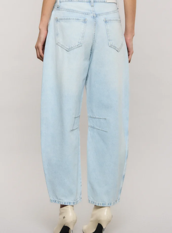 Jeans Barrel Cropped Premium Indigo Bleach