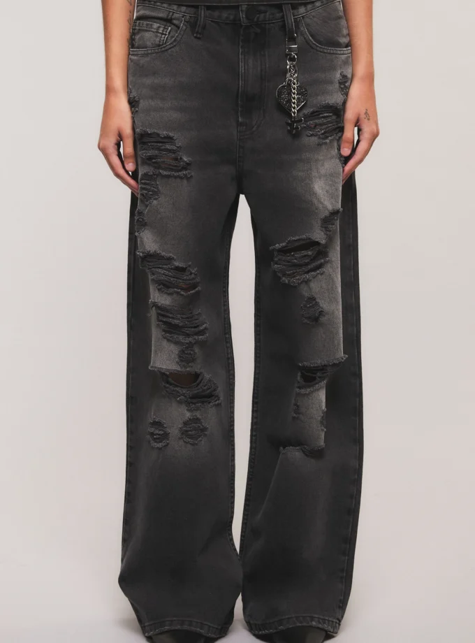 Jeans Irony Loose Broken Black