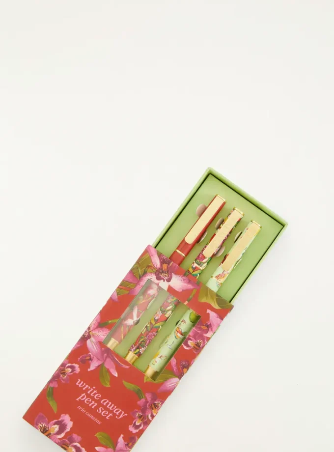 Trio de Lapiceras Floral Orquidea