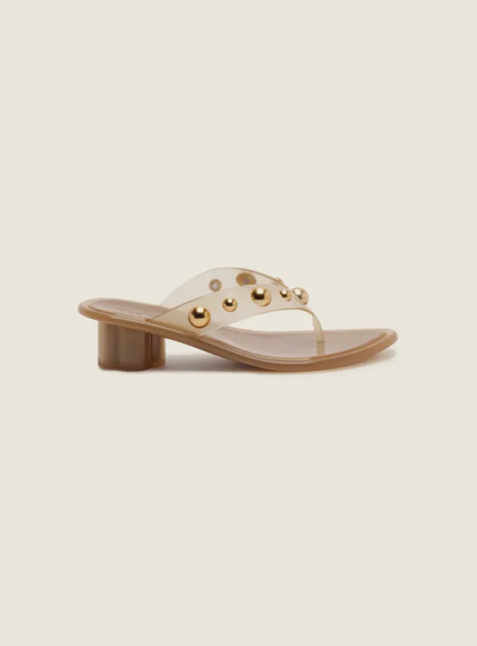 Sandalia Con Taco Bajo Jelly Tachas