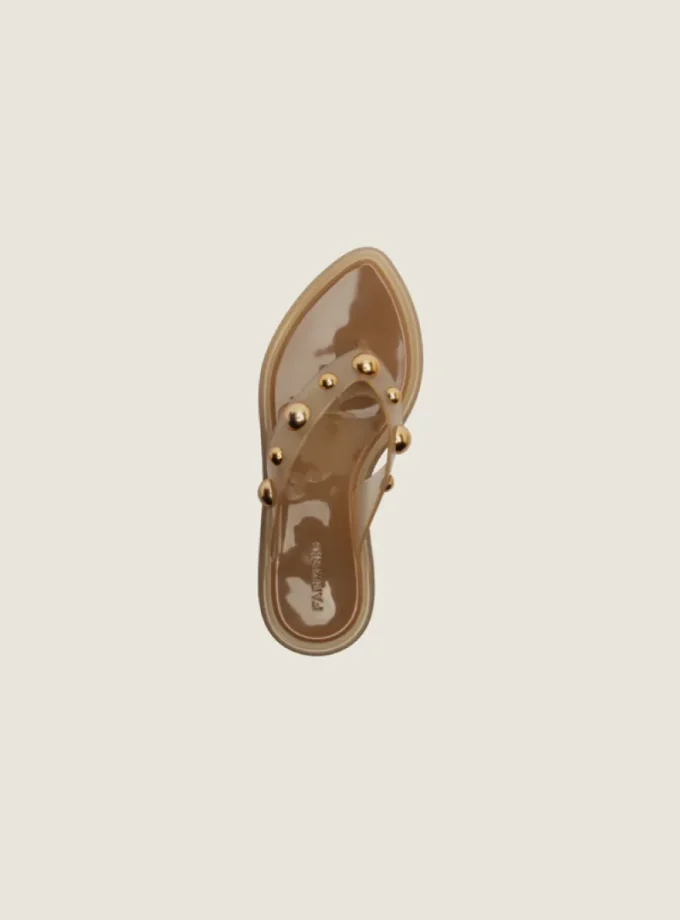 Sandalia Con Taco Bajo Jelly Tachas