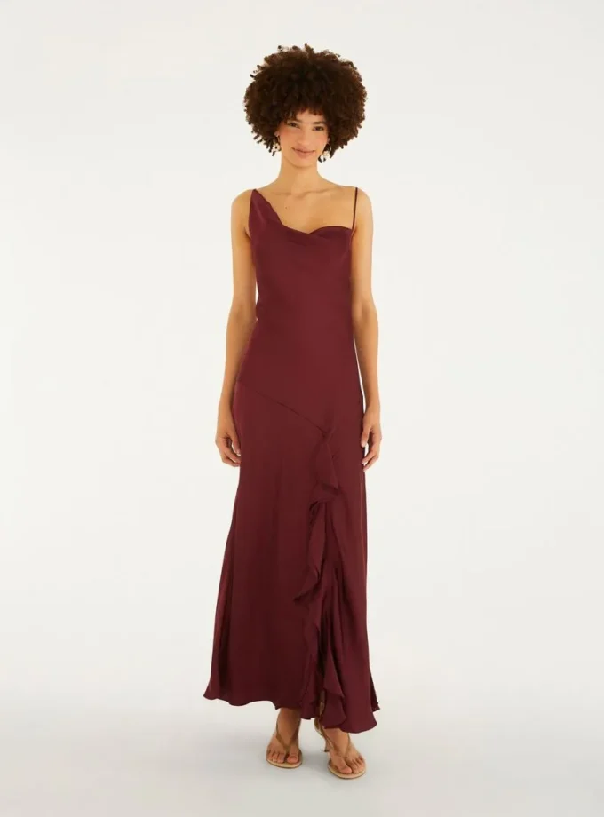 Vestido Escote Drapeado Breteles Finos
