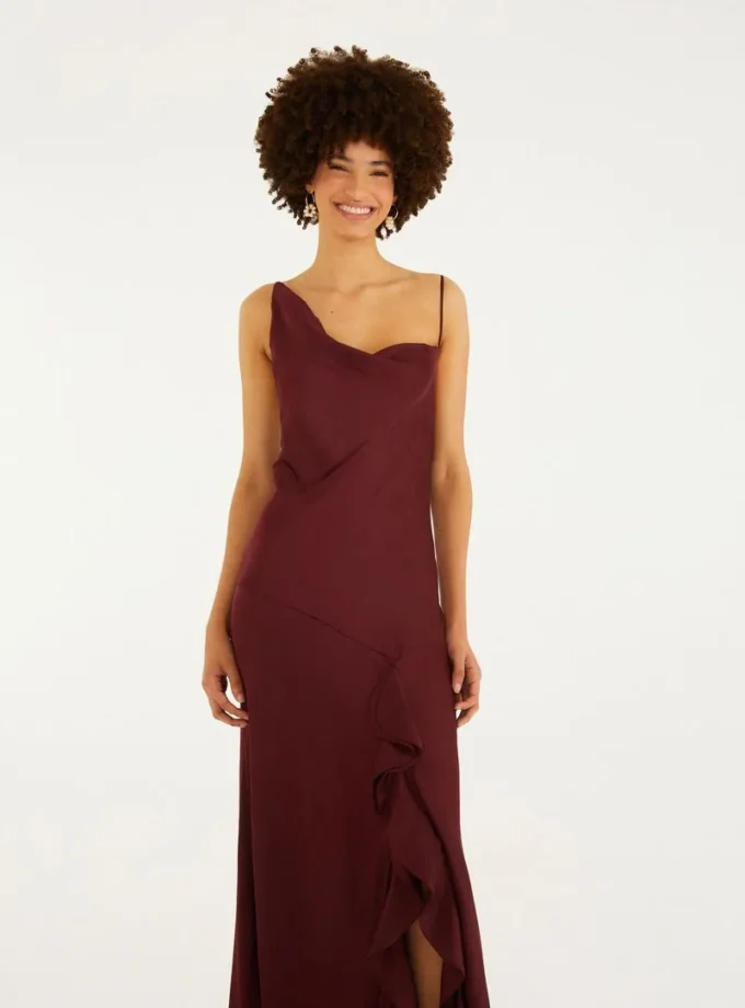 Vestido Escote Drapeado Breteles Finos