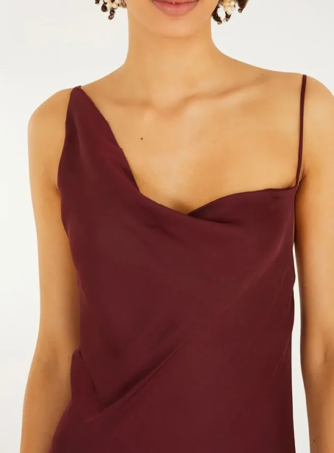 Vestido Escote Drapeado Breteles Finos